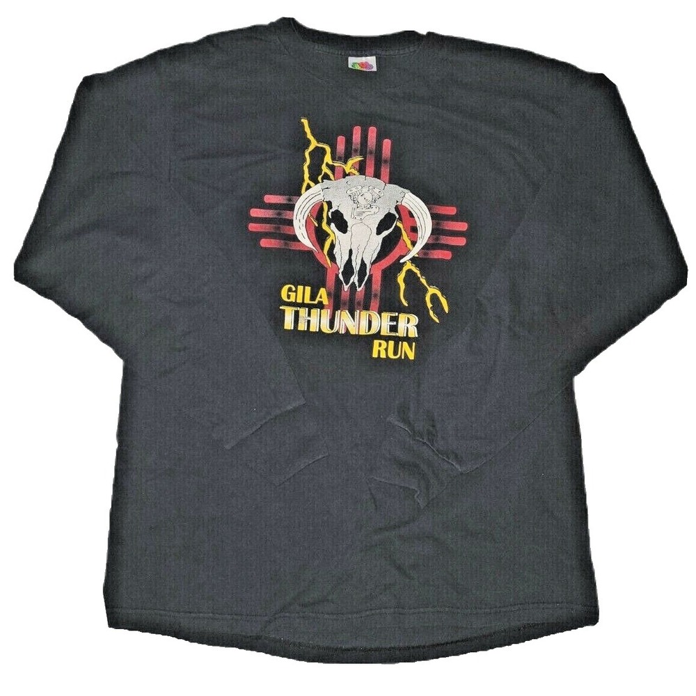 Gila Thunder Run Motorcycle Silver City NM Men's Sz‎ L Black Shirt Long Sleeve
